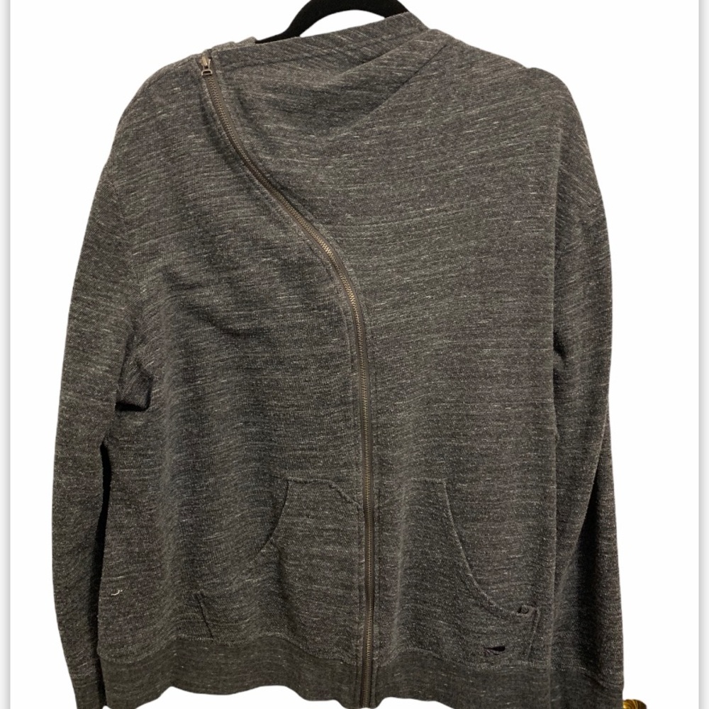 Asymmetrical Grey Zip Up Hoodie